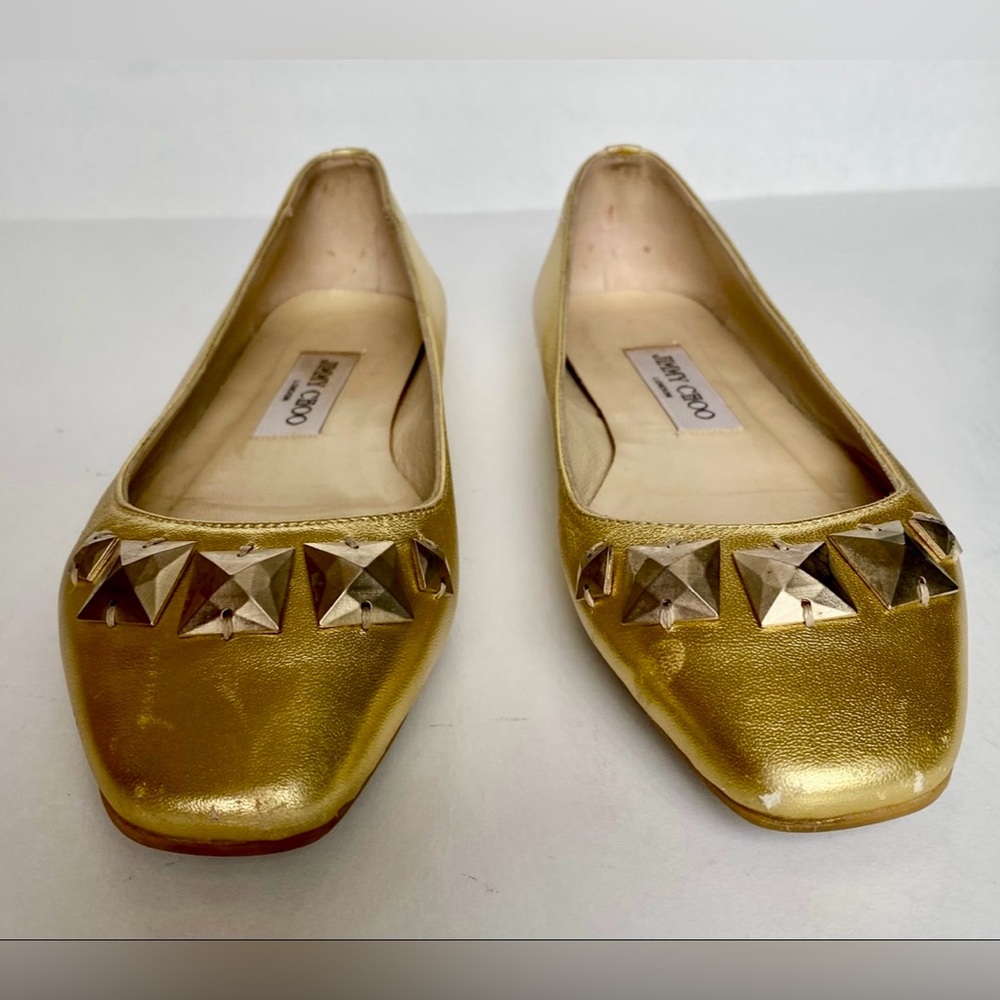 JIMMY CHOO Metallic Gold Ballet Flats Size 36 1/2